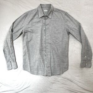 O. Bellou Button Up Shirt, Light Grey, Medium, Soft Brushed Cotton, Handcrafted